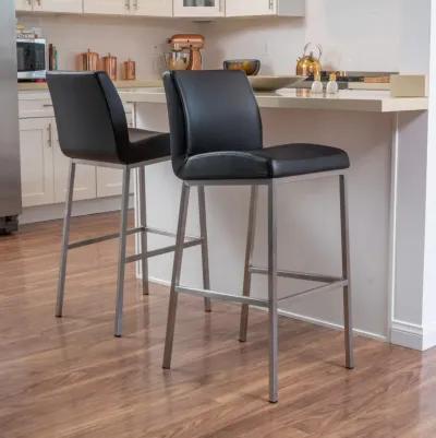 Cozy and Sleek Stainless Steel Barstool with Upholstered Seat