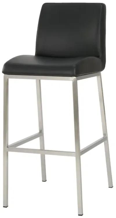 Cozy and Sleek Stainless Steel Barstool with Upholstered Seat