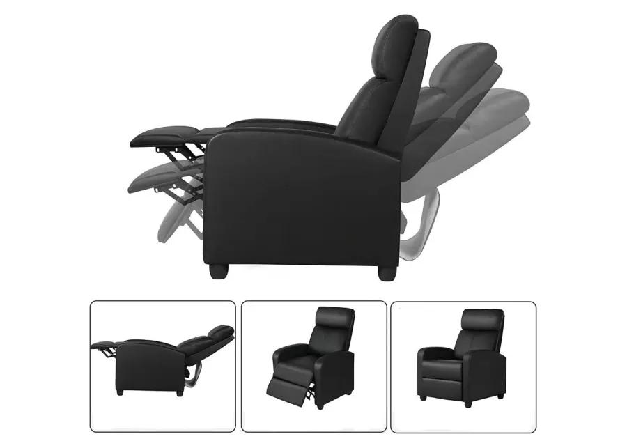 Black High-Density Faux Leather Push Back Recliner Chair