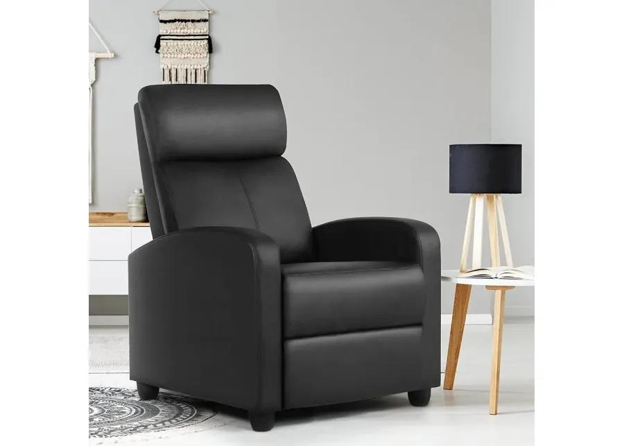 Black High-Density Faux Leather Push Back Recliner Chair