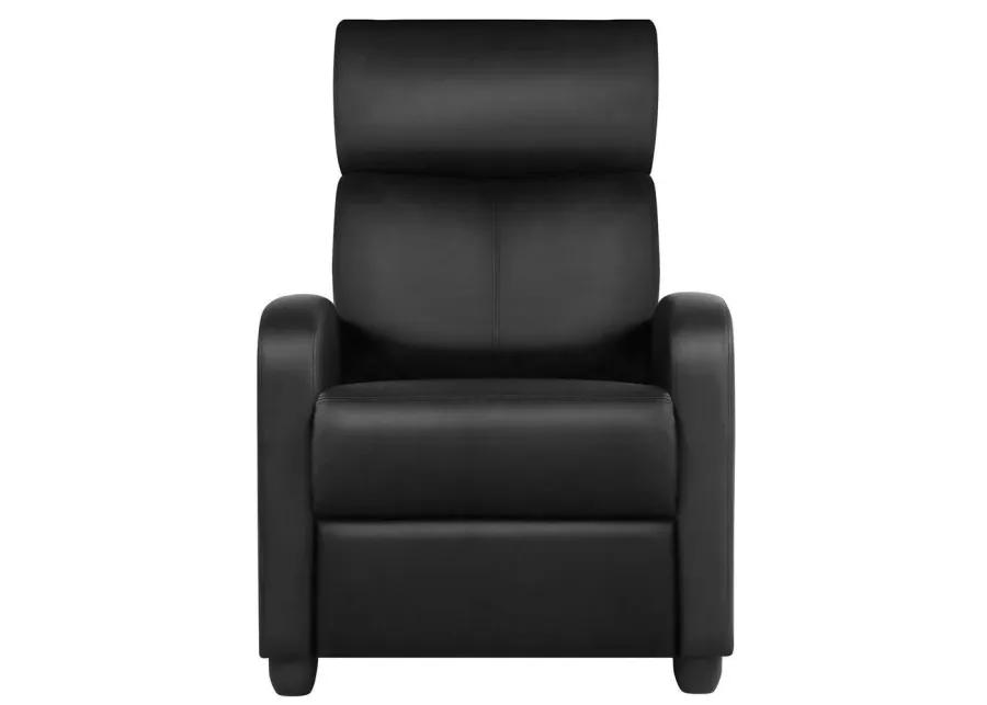 Black High-Density Faux Leather Push Back Recliner Chair