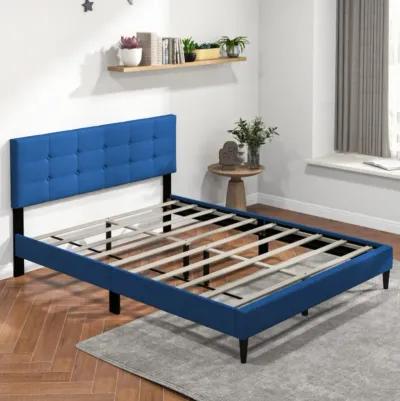 Hivvago Queen Size Upholstered Platform Bed with Button Tufted Headboard