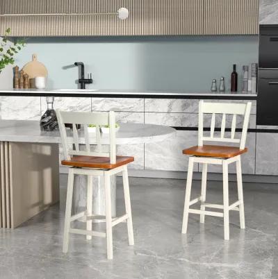 24.5 Inches Set of 2 Swivel Bar Stools with 360° Swiveling