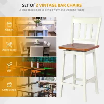 24.5 Inches Set of 2 Swivel Bar Stools with 360° Swiveling