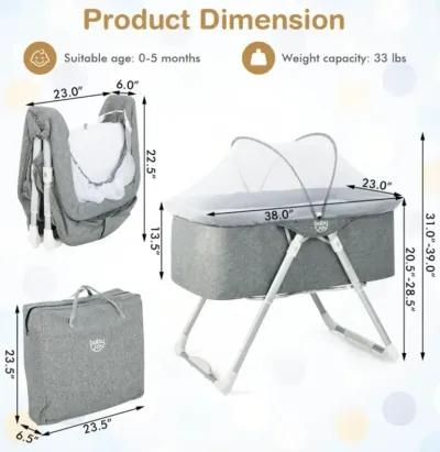 Hivvago 2-In-1 Baby Bassinet with Mattress and Net-Gray