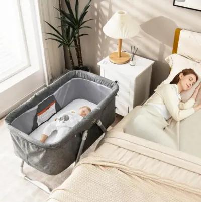 Hivvago 2-In-1 Baby Bassinet with Mattress and Net-Gray