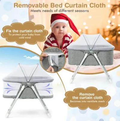 Hivvago 2-In-1 Baby Bassinet with Mattress and Net-Gray