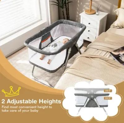 Hivvago 2-In-1 Baby Bassinet with Mattress and Net-Gray