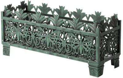 Outdoor Living Butterfly Rectangle Plant Stand, Flower Planting Pot, Antique Green