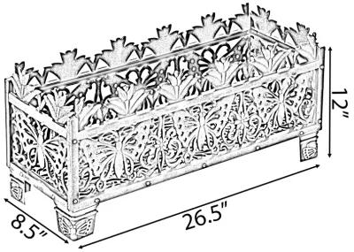 Outdoor Living Butterfly Rectangle Plant Stand, Flower Planting Pot, Antique Green