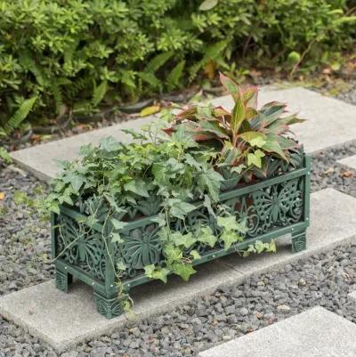 Outdoor Living Butterfly Rectangle Plant Stand, Flower Planting Pot, Antique Green