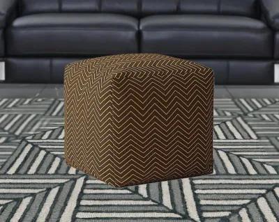 Homezia 17" Brown Cotton Chevron Pouf Ottoman