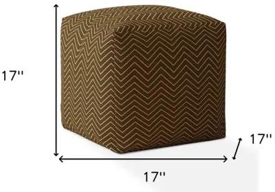 Homezia 17" Brown Cotton Chevron Pouf Ottoman