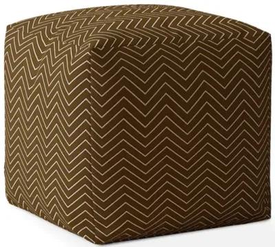 Homezia 17" Brown Cotton Chevron Pouf Ottoman