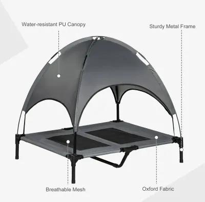 Portable Pup Oasis: 36" Elevated Dog Cot with Cooling Canopy