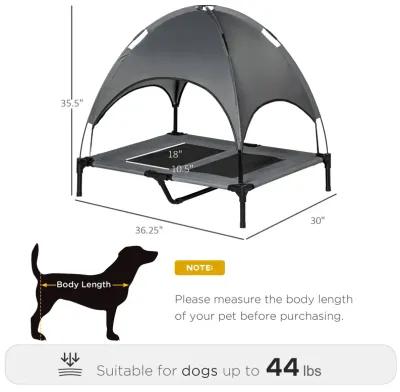 Portable Pup Oasis: 36" Elevated Dog Cot with Cooling Canopy