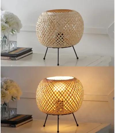 Palma Bohemian Rustic Iron/Rattan LED Mini Table Lamp with Smart Bulb