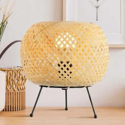 Palma Bohemian Rustic Iron/Rattan LED Mini Table Lamp with Smart Bulb