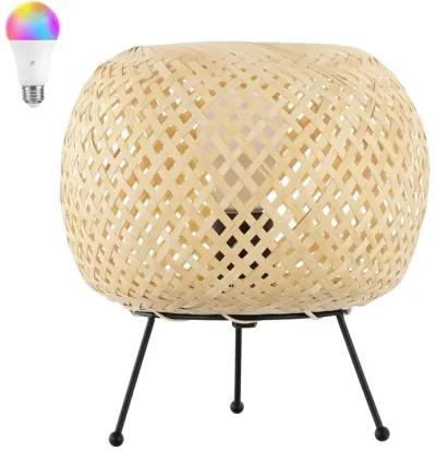 Palma Bohemian Rustic Iron/Rattan LED Mini Table Lamp with Smart Bulb