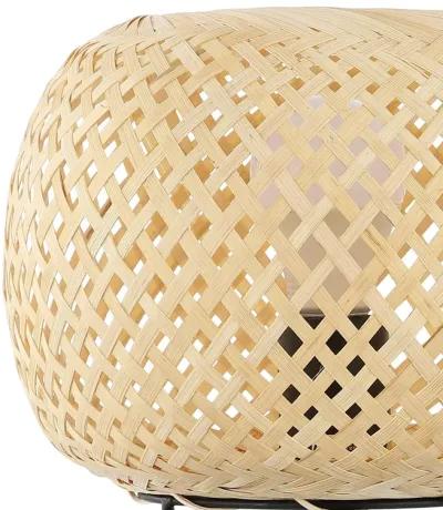 Palma Bohemian Rustic Iron/Rattan LED Mini Table Lamp with Smart Bulb