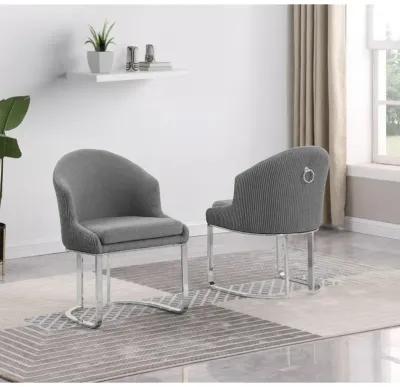 Best Quality Furniture Gray With Silver Side Chairs. Set Of Two