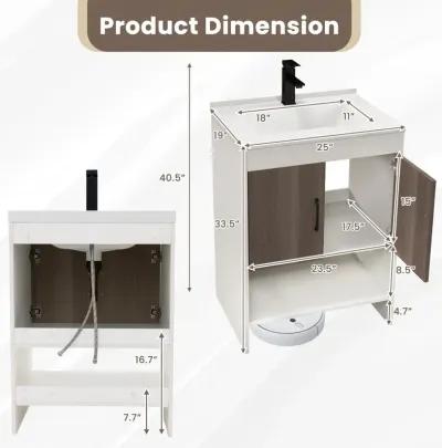 Bathroom Vanity Sink Combo Cabinet with Doors and Open Shelf