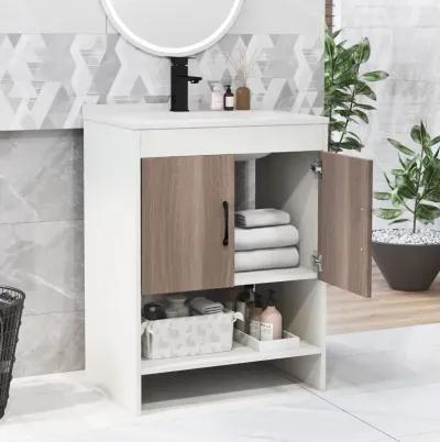 Bathroom Vanity Sink Combo Cabinet with Doors and Open Shelf