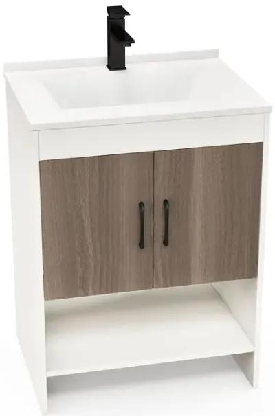 Bathroom Vanity Sink Combo Cabinet with Doors and Open Shelf