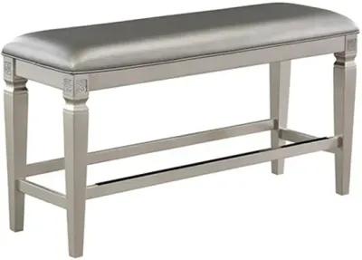 Scott 48 Inch Counter Height Bench, Wood Frame, Fabric Upholstery, Gray - Benzara