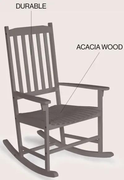 Seagrove Farmhouse Classic Slat-Back Acacia Wood Outdoor Rocking Chair