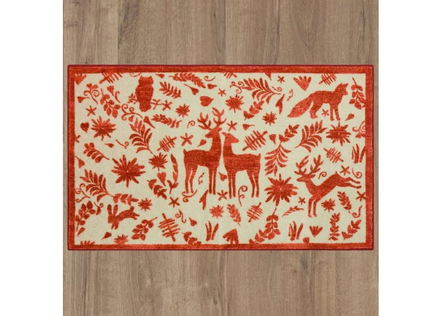 Holiday Forest Blue 2' 6" x 4' 2" Kitchen Mat