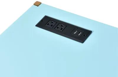 Midriaks Writing Desk w/USB Port in Baby Blue & Gold Finish OF 00023