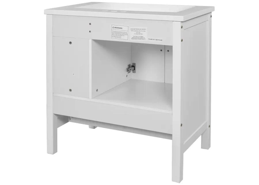 30" Bathroom Vanity Base Only, Solid Wood Frame, Bathroom Storage Cabinet With Doors And Drawers