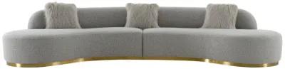 Pasargad Home Simona Collection Curved Sofa with 3 Pillows, 150.4"