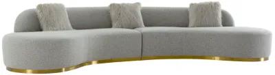 Pasargad Home Simona Collection Curved Sofa with 3 Pillows, 150.4"