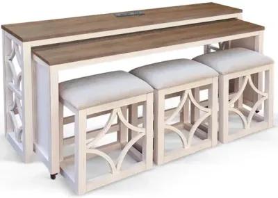 Sunny Designs Nesting 5-Piece Console Table with Stools