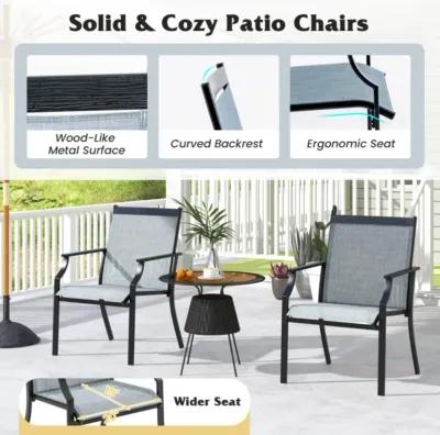 Hivvago 4 Piece Patio Dining Chairs Large Outdoor Chairs with Breathable Seat and Metal Frame