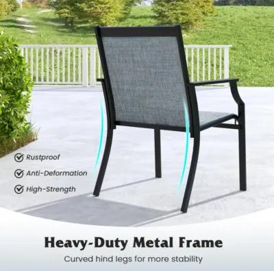 Hivvago 4 Piece Patio Dining Chairs Large Outdoor Chairs with Breathable Seat and Metal Frame