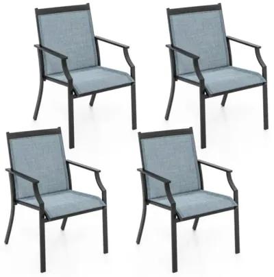 Hivvago 4 Piece Patio Dining Chairs Large Outdoor Chairs with Breathable Seat and Metal Frame