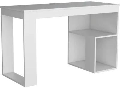 Firenze Writing Desk, Two Shelves, White -Office