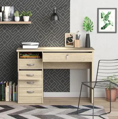 Tvilum Desk with 5 Drawers, Oak