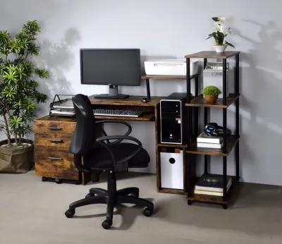 ACME Lyphre Computer Desk, Weathered Oak & Black Finish