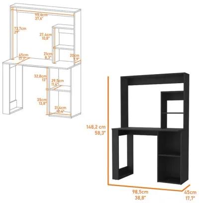 Palisades Computer Desk With Hutch And Storage Shelves Black