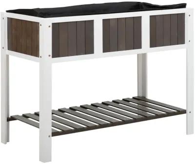 QuikFurn White Wooden 2 Level Elevated Raised Garden Planter Bed