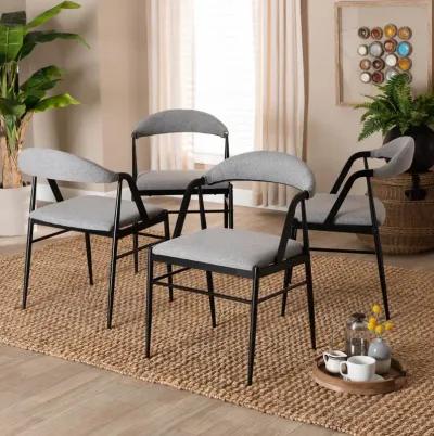 Baxton Studio Orrin Modern Industrial Grey Fabric and Metal 4 Piece Dining Chair Set