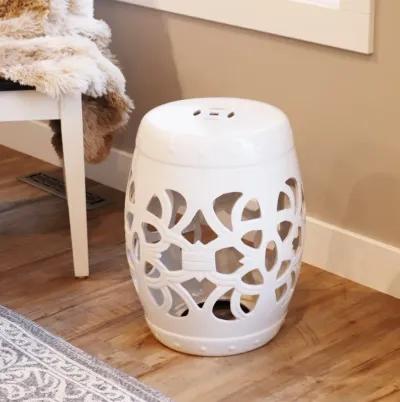 Sunnydaze 18" Modern Knotted Quatrefoil Ceramic Garden Stool