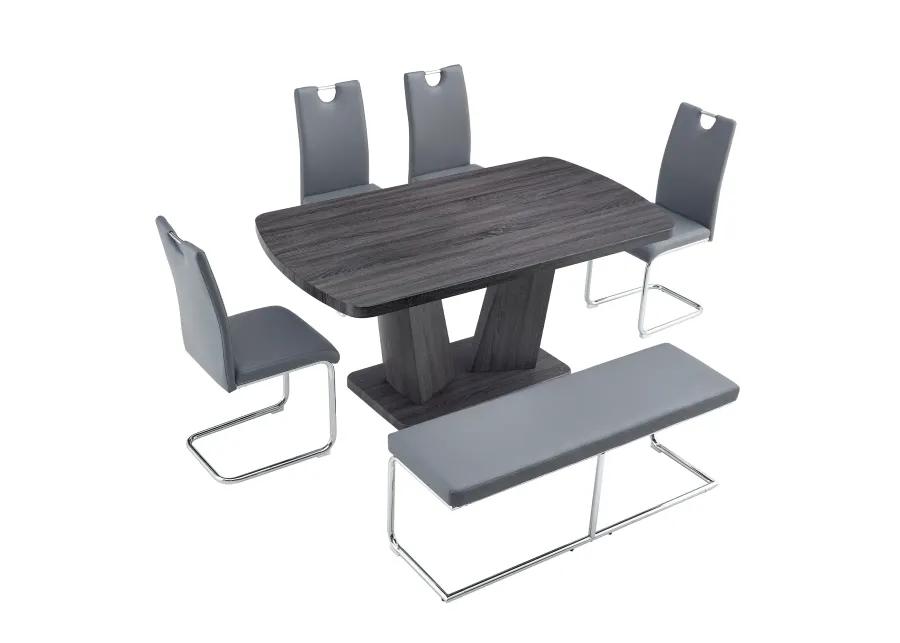 Merax Modern 6 Piece Dining Table Chairs Bench Set