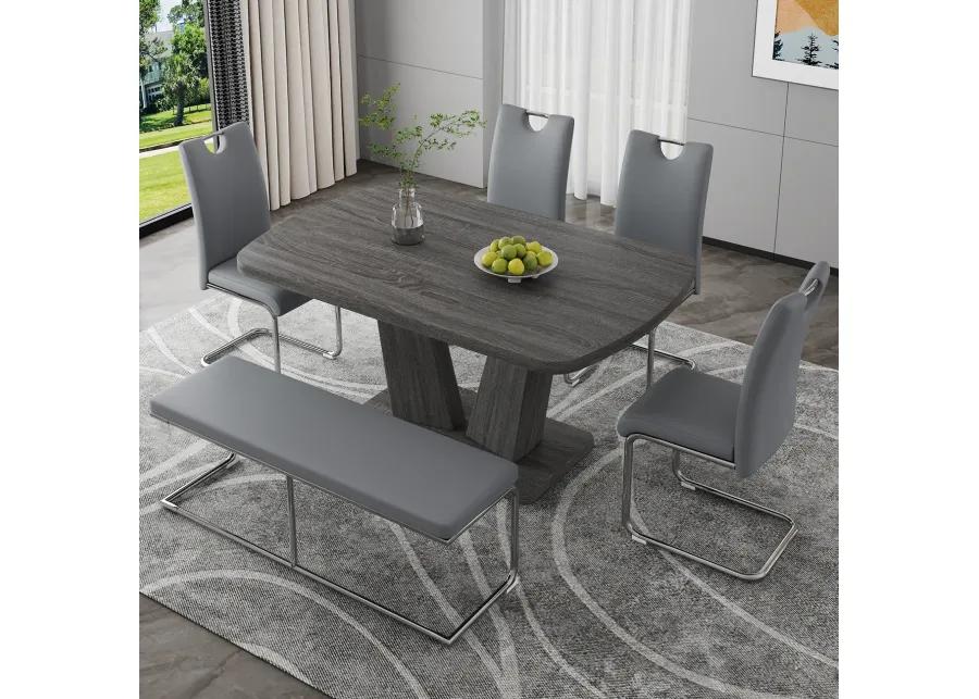 Merax Modern 6 Piece Dining Table Chairs Bench Set