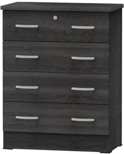 Better Home Products Cindy 4 Drawer Chest Wooden Dresser with Lock in Oak