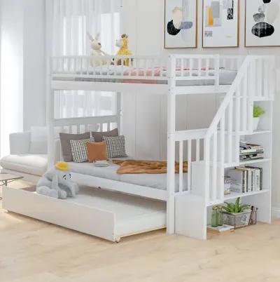 Twin Over Twin Bunk Bed With Trundle And Storage